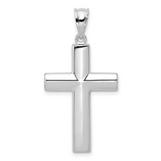 14k White Gold Hollow Cross Pendant (No Chain)