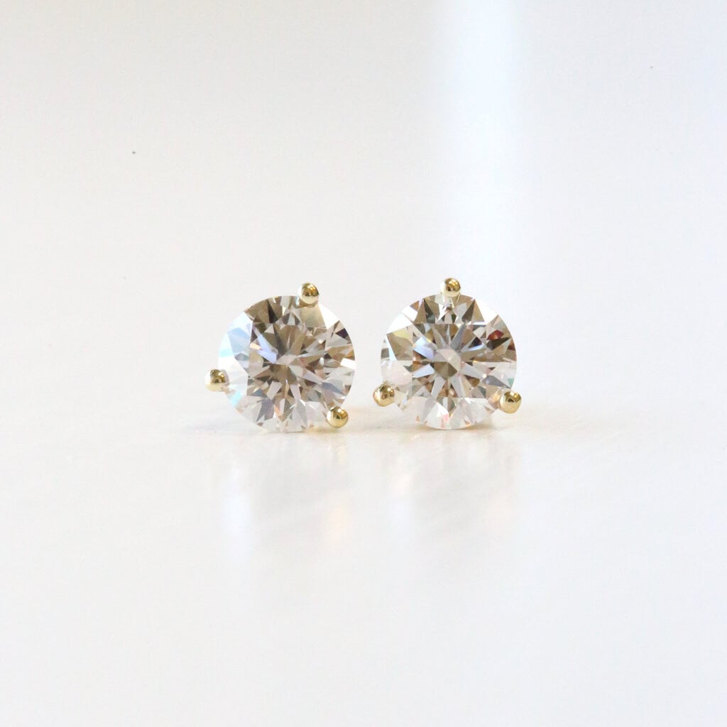 14k Yellow Gold 3.06ctw G-H/SI Lab Grown Diamond Martini-Set Stud Earrings