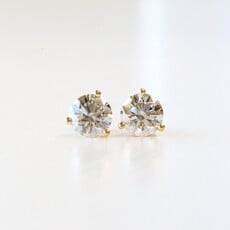 14k Yellow Gold 3.06ctw G-H/SI Lab Grown Diamond Martini-Set Stud Earrings
