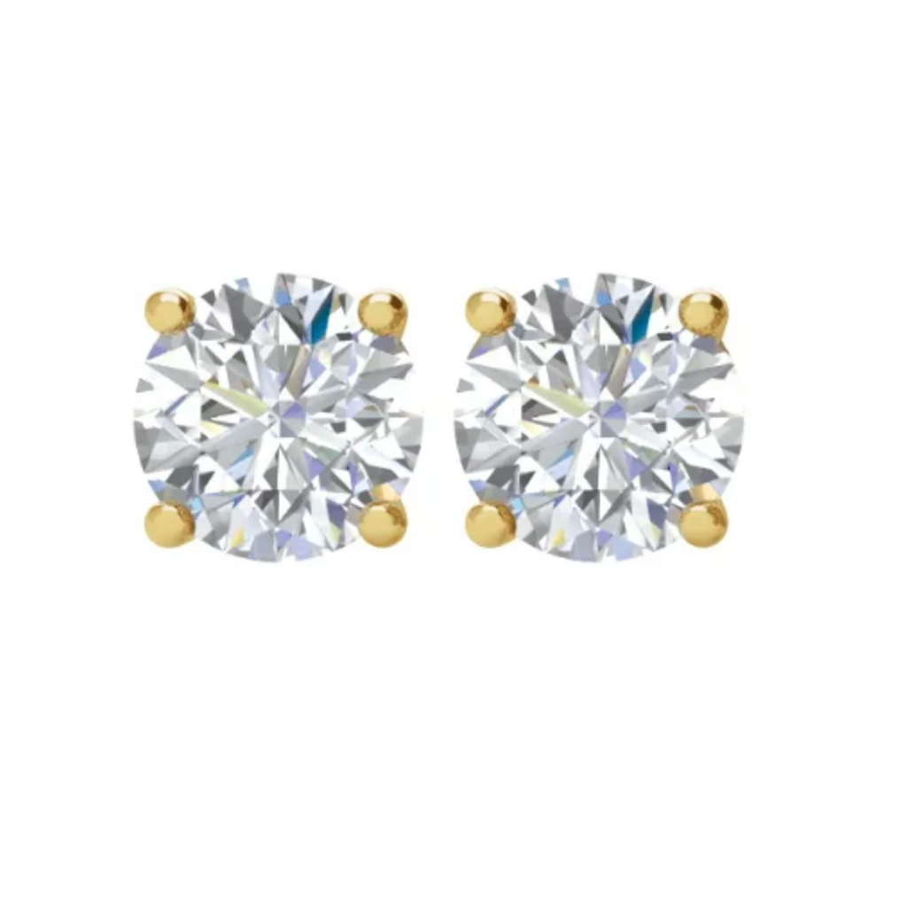 American Jewelry 14k Yellow Gold 1.01ctw I/SI1 GIA Round Diamond Solitaire Stud Earrings