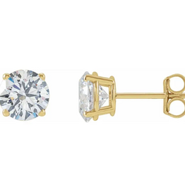 American Jewelry 14k Yellow Gold 1.02ctw H-I/VS1-VS2 GIA Round Diamond Solitaire Stud Earrings