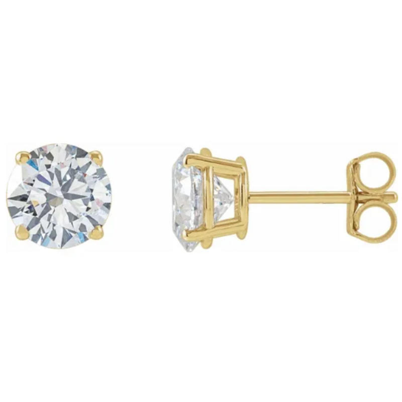 American Jewelry 14k Yellow Gold 1.02ctw H-I/VS1-VS2 GIA Round Diamond Solitaire Stud Earrings