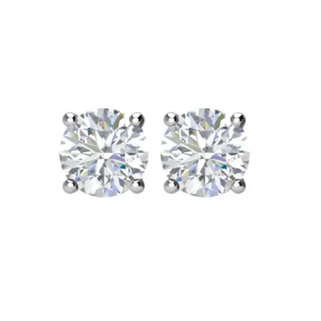 American Jewelry 14k White Gold 1.01ctw E-F/SI2 GIA Round Diamond Solitaire Stud Earrings