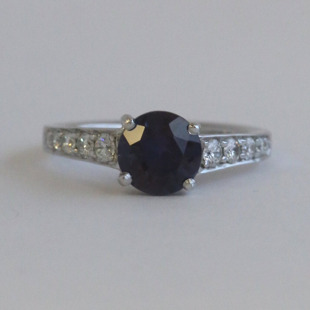 American Jewelry Platinum 1.4ct Lab Grown Alexandrite .35ctw Diamond Solitaire Cathedral Ring