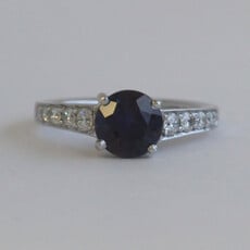 American Jewelry Platinum 1.4ct Lab Grown Alexandrite .35ctw Diamond Solitaire Cathedral Ring