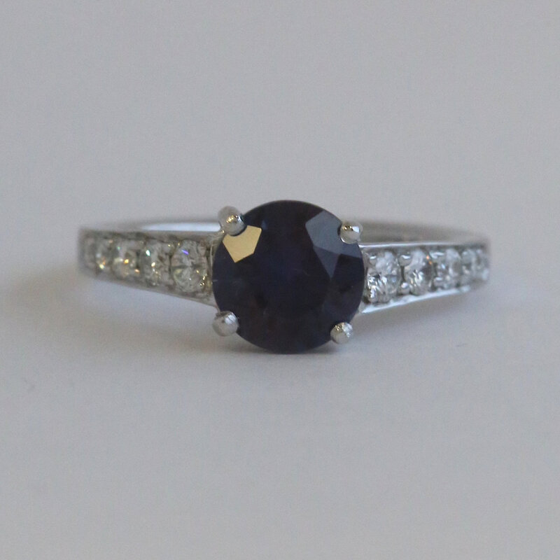 American Jewelry Platinum 1.4ct Lab Grown Alexandrite .35ctw Diamond Solitaire Cathedral Ring