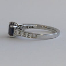 American Jewelry Platinum 1.4ct Lab Grown Alexandrite .35ctw Diamond Solitaire Cathedral Ring