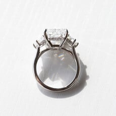 American Jewelry Platinum 11.12ctw F/VS1 IGI 3-Stone Radiant and Cadillac Hidden Halo Engagement Ring (Size 6)