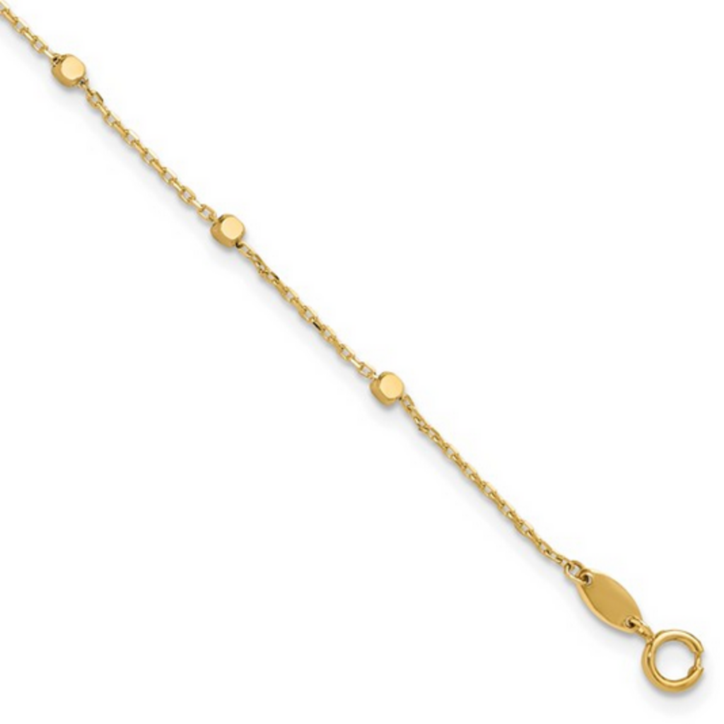 American Jewelry 10k Yellow Gold Stationed Cube Bracelet (7.75")