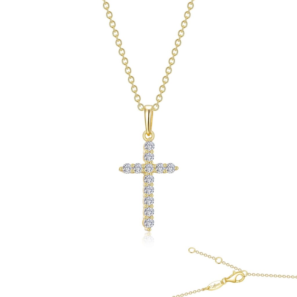 Lafonn Lafonn Sterling Silver Gold Plated .36ctw Simulated Diamond Cross Necklace