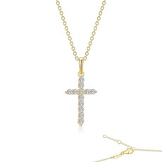 Lafonn Lafonn Sterling Silver Gold Plated .36ctw Simulated Diamond Cross Necklace