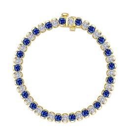 Lafonn Lafonn Sterling Silver Gold Plated 7.5ctw Half- Bezel Simulated Diamond and Sapphire Tennis Bracelet