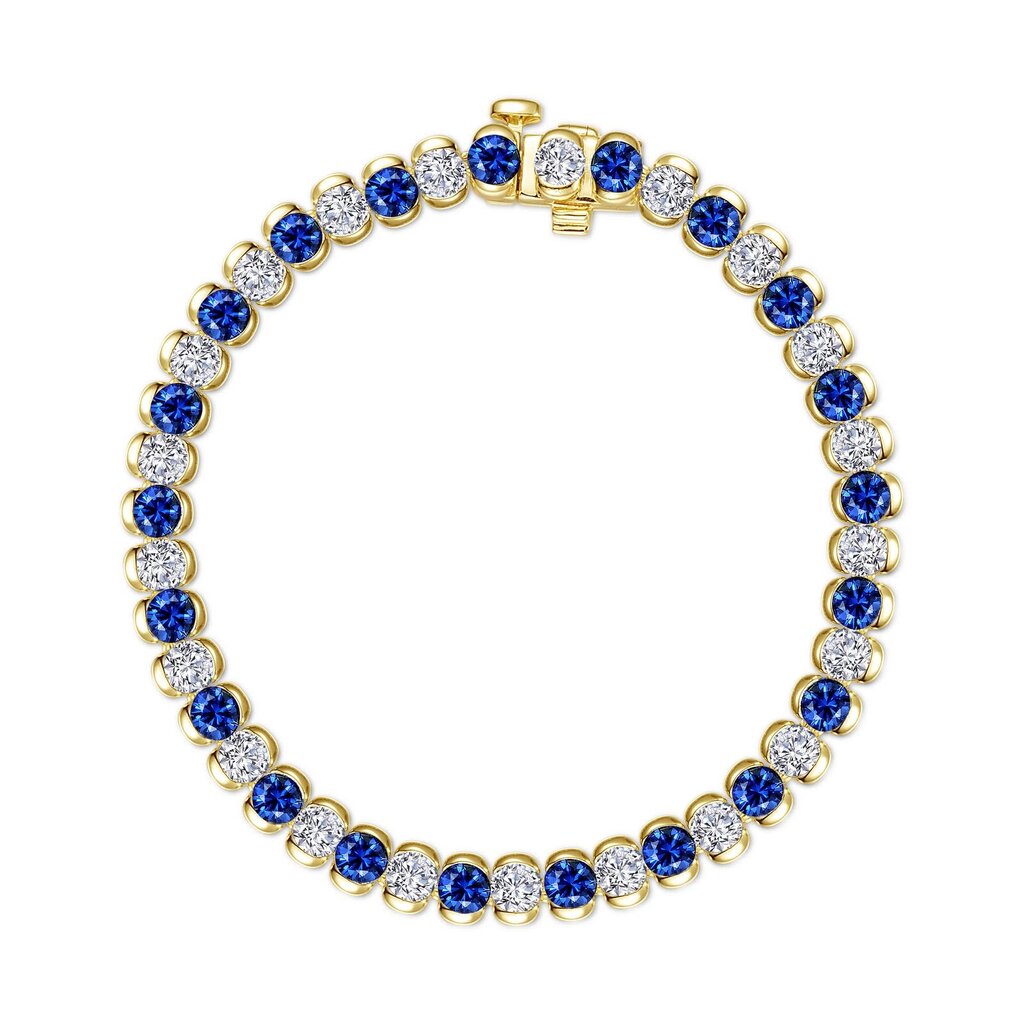 Lafonn Lafonn Sterling Silver Gold Plated 7.5ctw Half- Bezel Simulated Diamond and Sapphire Tennis Bracelet