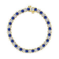 Lafonn Lafonn Sterling Silver Gold Plated 7.5ctw Half- Bezel Simulated Diamond and Sapphire Tennis Bracelet