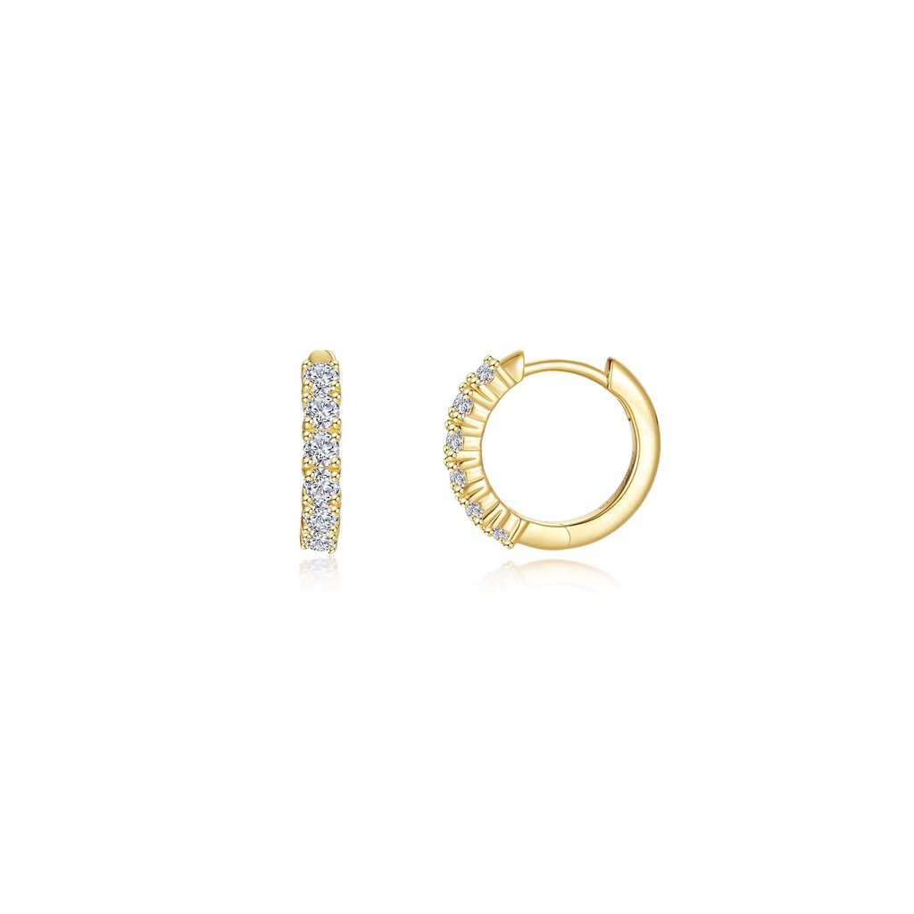 Lafonn Lafonn Sterling Silver Gold Plated .60ctw Simulated Diamond Huggie Hoop Earrings