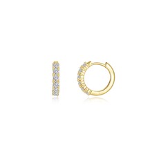 Lafonn Lafonn Sterling Silver Gold Plated .60ctw Simulated Diamond Huggie Hoop Earrings