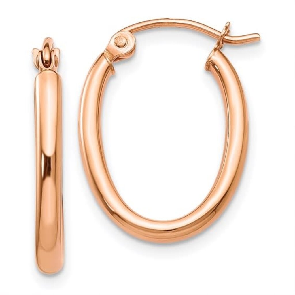 American Jewelry 10k Rose Gold Oval Hoop Earrings