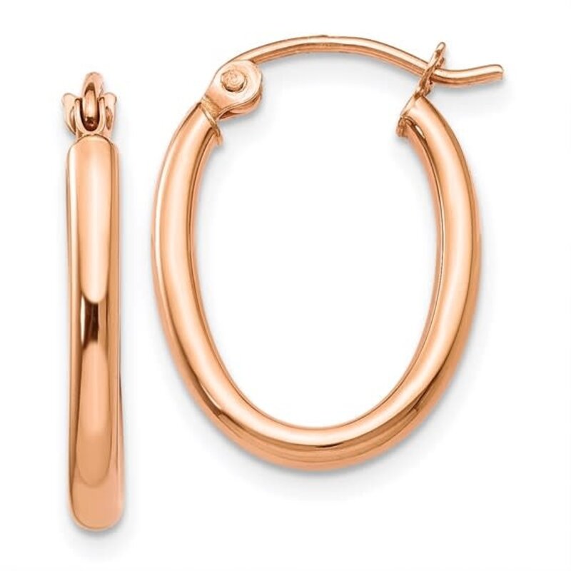 American Jewelry 10k Rose Gold Oval Hoop Earrings