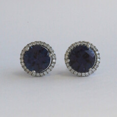 American Jewelry 14k White Gold 2.77ct Lab Grown Alexandrite .22ctw Diamond Stud & Jacket Earrings