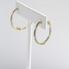 American Jewelry 14k Yellow Gold .63ctw Sapphire .25ctw Diamond Oval Inside Out Hoop Earrings