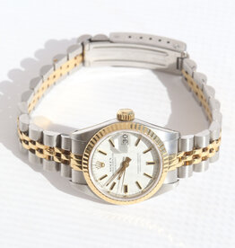 Rolex Pre-Owned Ladies Rolex Two Tone Oyster Perpetual Datejust Watch w/ White Dial