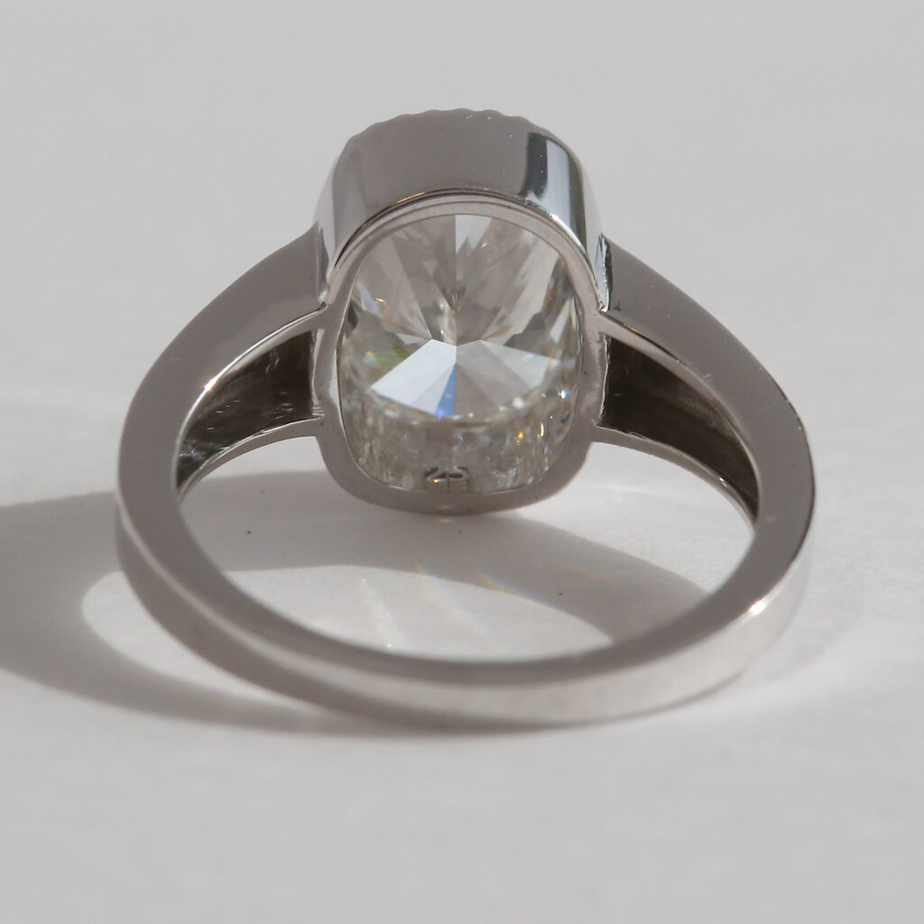 American Jewelry 14k White Gold 3.07ct E/VS1 IGI Lab Grown Elongated Cushion Diamond Filigree Vintage Style Engagement Ring