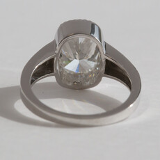 American Jewelry 14k White Gold 3.07ct E/VS1 IGI Lab Grown Elongated Cushion Diamond Filigree Vintage Style Engagement Ring