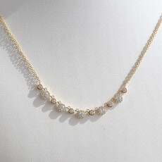 American Jewelry 14k Yellow Gold .56ctw Diamond Bezel Double Strand Row Necklace