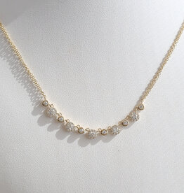 American Jewelry 14k Yellow Gold .56ctw Diamond Bezel Double Strand Row Necklace