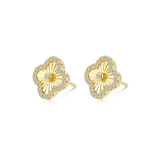 Lafonn Lafonn Sterling Silver Gold Plated .51ctw Simulated Diamond Clover Stud Earrings