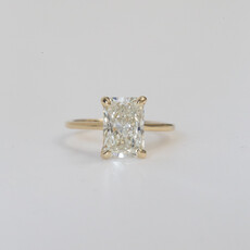 American Jewelry 14k Yellow Gold 3.02ct G/VS1 IGI Lab Grown Radiant Cathedral Solitaire Engagement Ring