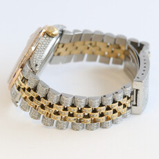 Rolex Pre-Owned Tri Tone Rolex Datejust w/ Pave Diamond Dial Case Strap Watch Year 1981