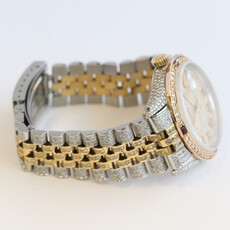 Rolex Pre-Owned Tri Tone Rolex Datejust w/ Pave Diamond Dial Case Strap Watch Year 1981