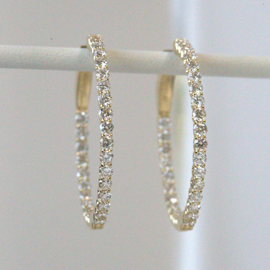 14k Yellow Gold 2ctw Lab Grown Diamond Inside Out Hoops