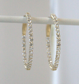 14k Yellow Gold 2ctw Lab Grown Diamond Inside Out Hoops