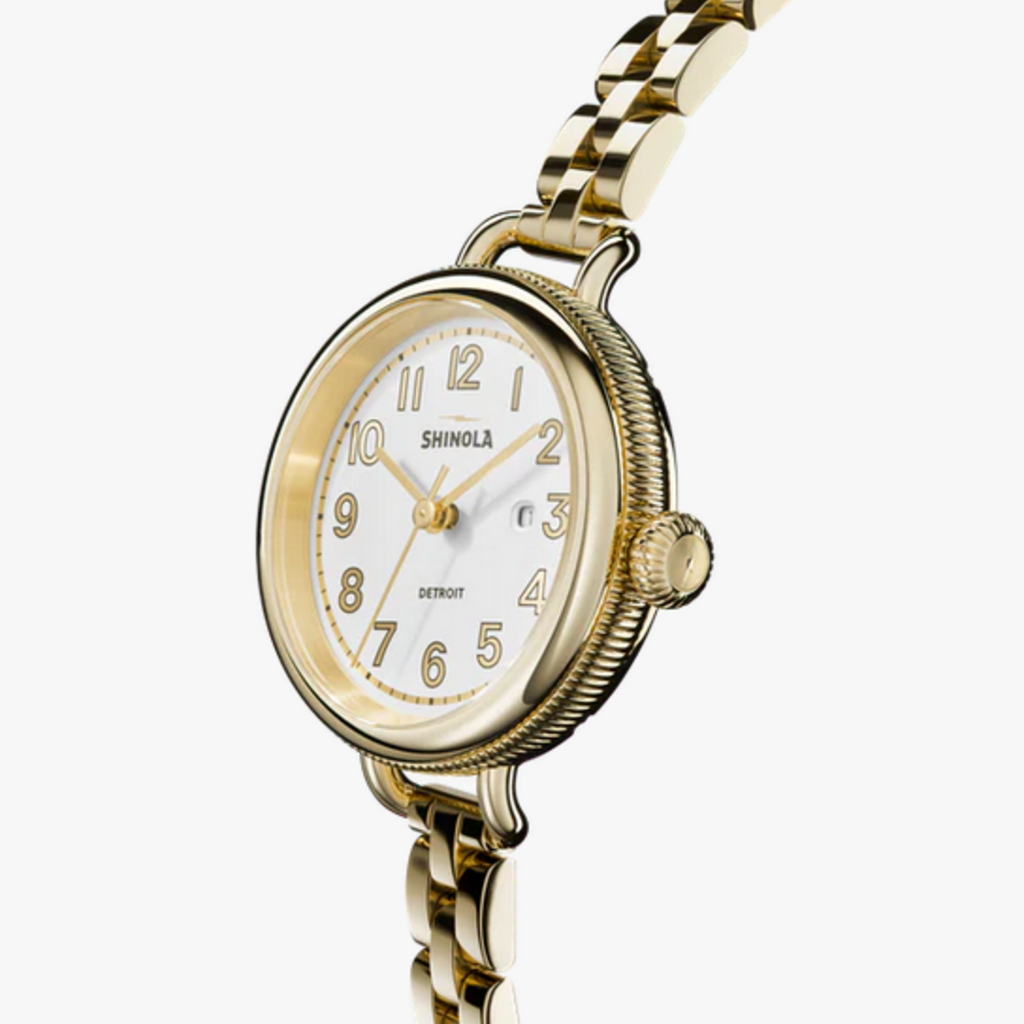 Shinola Shinola Birdy 34mm Gold Tone Watch with White Dial