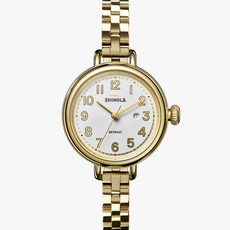 Shinola Shinola Birdy 34mm Gold Tone Watch with White Dial