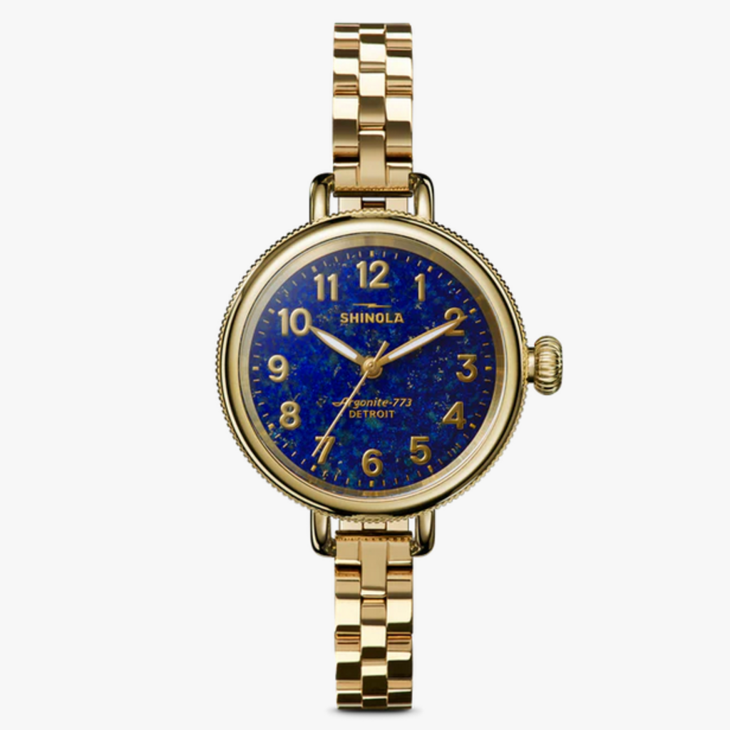 Shinola Shinola 34mm Birdy Gold Tone and Lapid Dial Watch