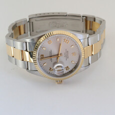 Rolex Pre-Owned Rolex Two Tone Oyster Perpetual Date Watch w/ Fluted Bezel