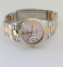 Rolex Pre-Owned Rolex Two Tone Oyster Perpetual Date Watch w/ Fluted Bezel