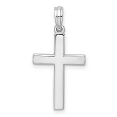Sterling Silver Rhodium-Plated Beveled Latin Cross Pendant (Charm Only)