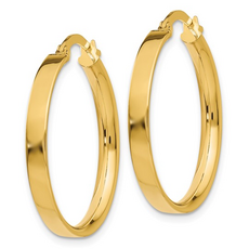 14k Yellow Gold 3x25mm Flat Hoop Earrings