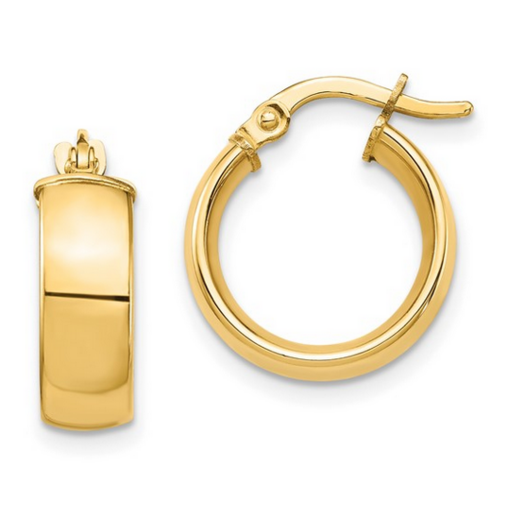 14k Yellow Gold 5x16mm High Polished Tube Hoop Earrings