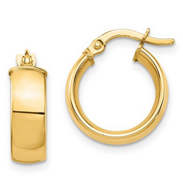 14k Yellow Gold 5x16mm High Polished Tube Hoop Earrings