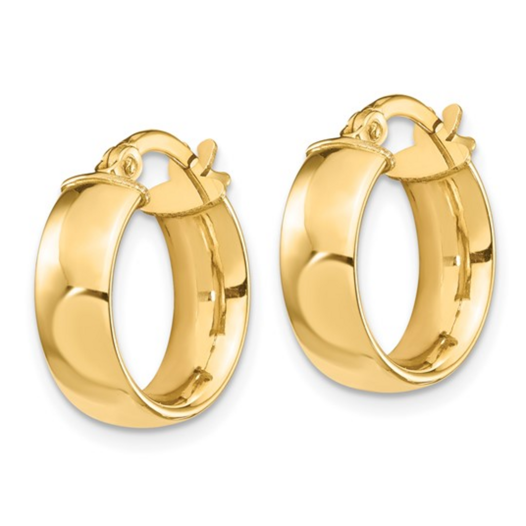 14k Yellow Gold 5x16mm High Polished Tube Hoop Earrings