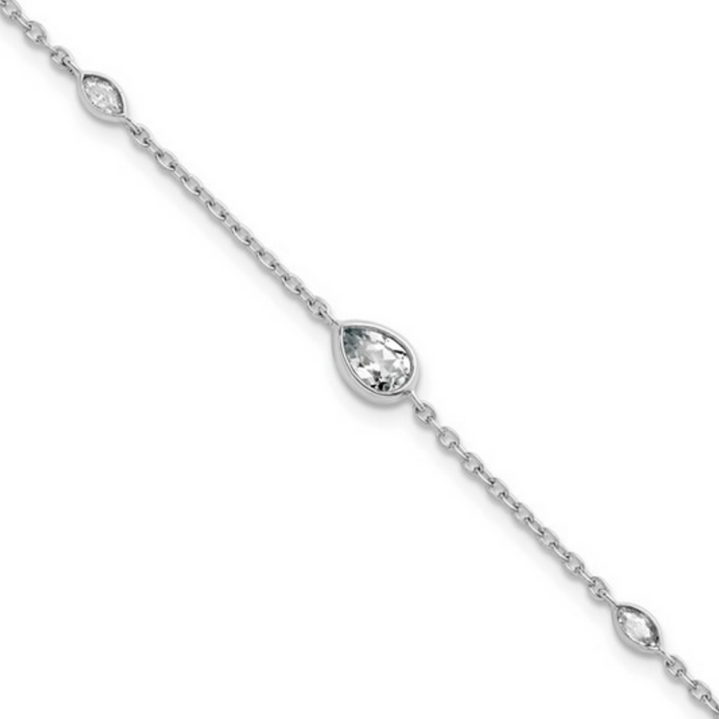 14K White Gold 1/2ct F/VS Pear and Marquise Lab Grown Diamond Bracelet (6.5"-7.5")