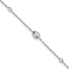 14K White Gold 1/2ct F/VS Pear and Marquise Lab Grown Diamond Bracelet (6.5"-7.5")