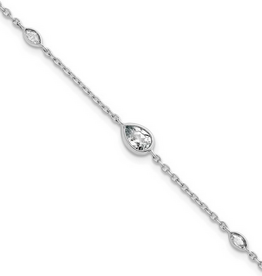 14K White Gold 1/2ct F/VS Pear and Marquise Lab Grown Diamond Bracelet (6.5"-7.5")