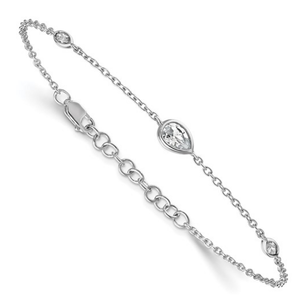 14K White Gold 1/2ct F/VS Pear and Marquise Lab Grown Diamond Bracelet (6.5"-7.5")