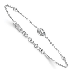 14K White Gold 1/2ct F/VS Pear and Marquise Lab Grown Diamond Bracelet (6.5"-7.5")